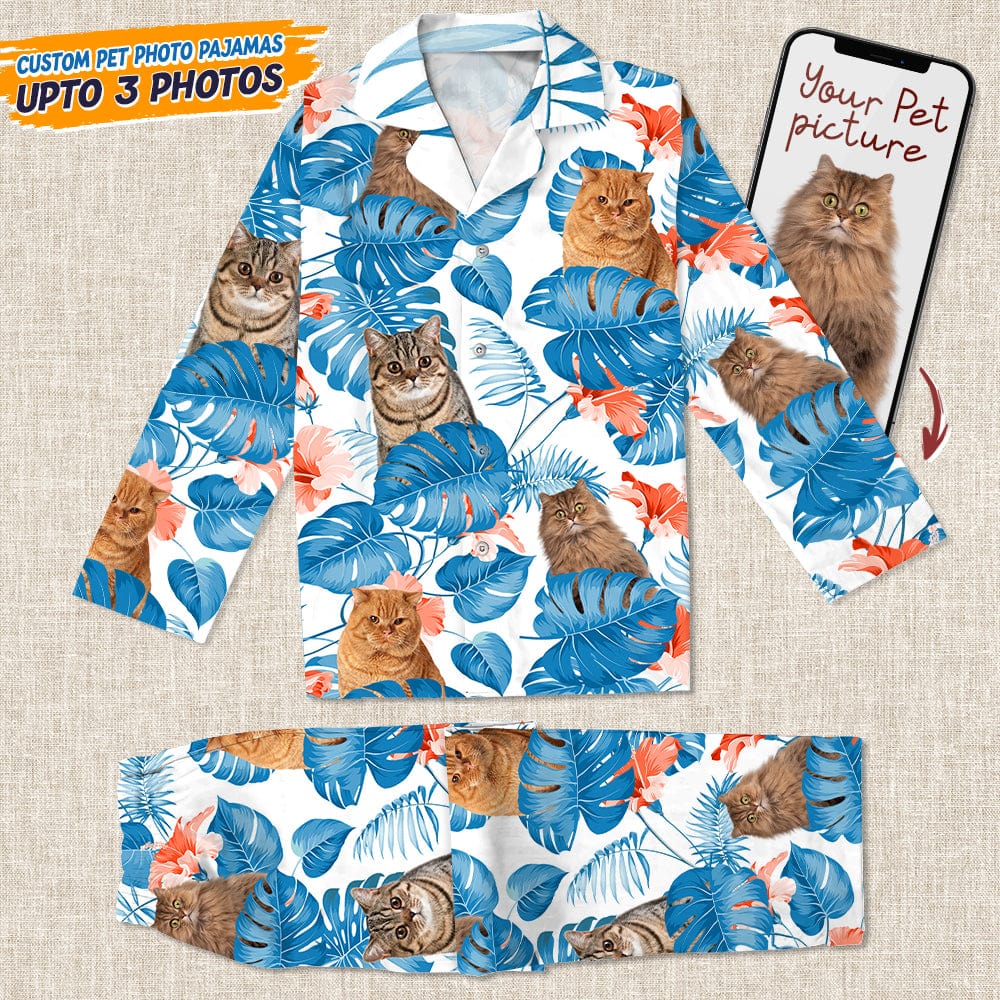 Custom Photo Dog and Cat Pajamas Christmas
