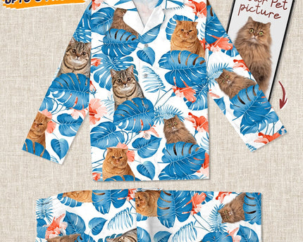 Custom Photo Dog and Cat Pajamas Christmas