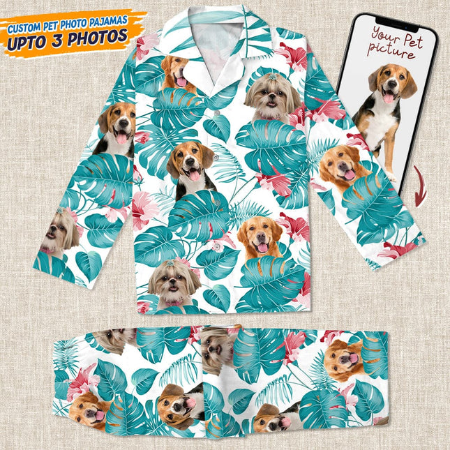 Custom Photo Dog and Cat Pajamas Christmas