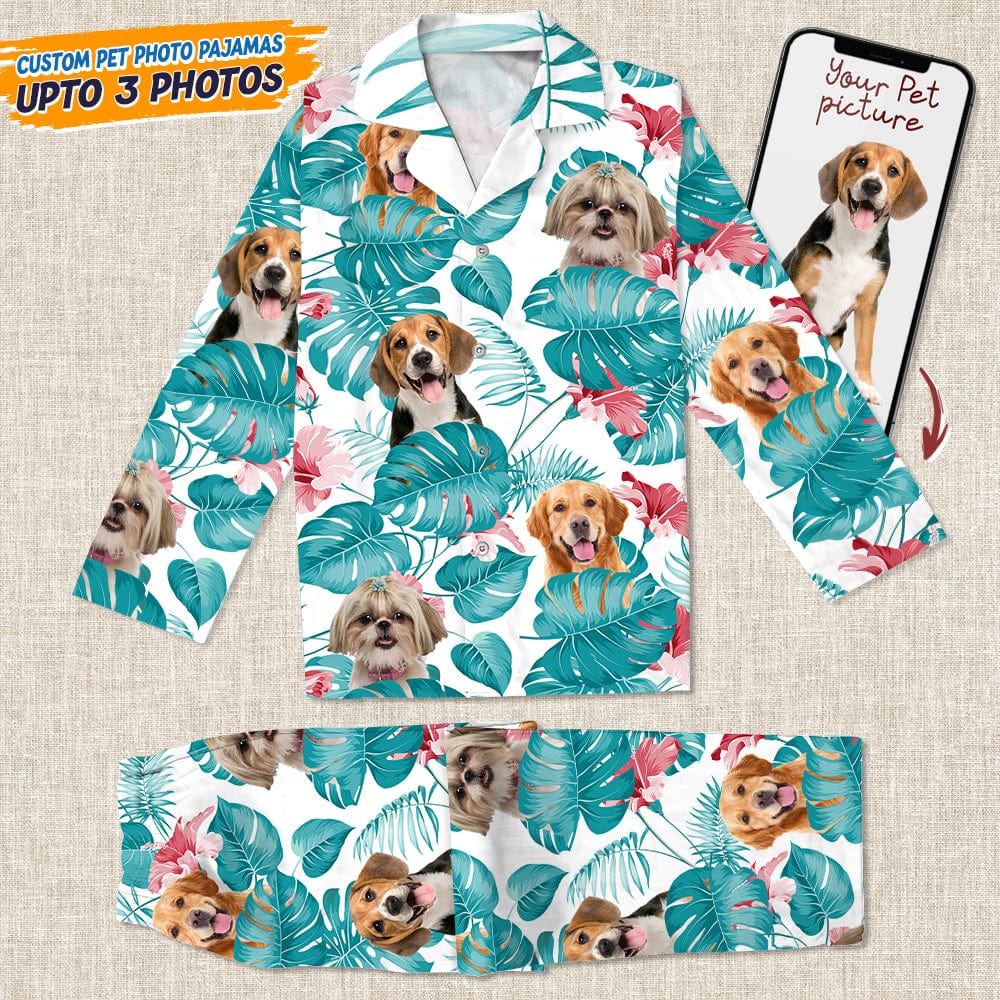 Custom Photo Dog and Cat Pajamas Christmas