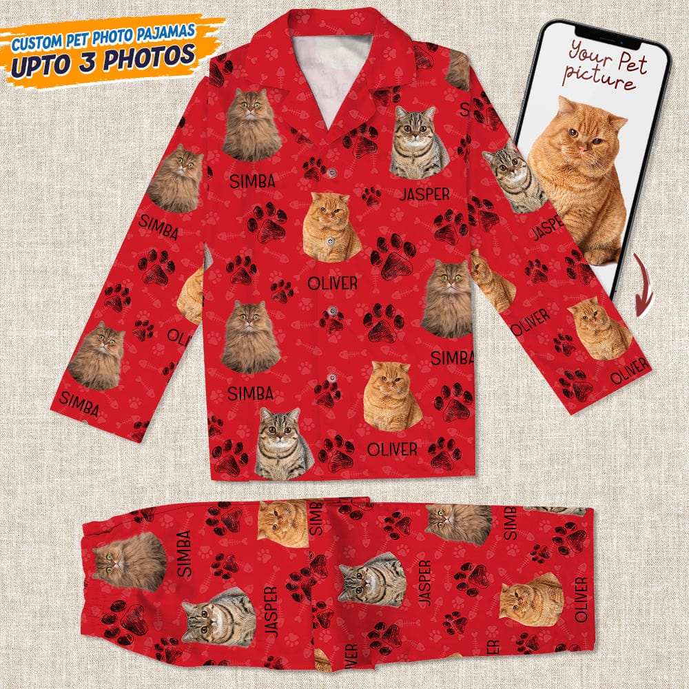 Custom Photo Dog Cat Paw For Dog Cat Lover Pajamas Christmas