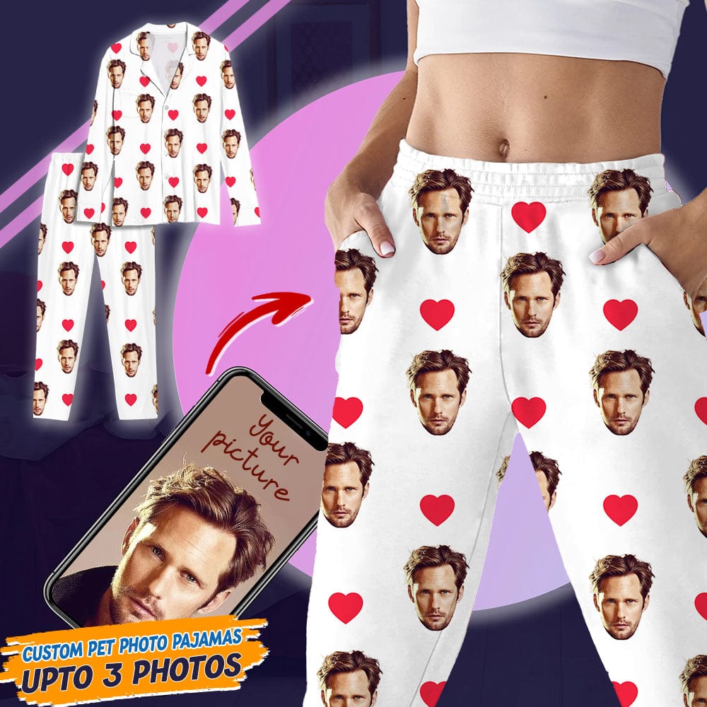 Custom Photo Face And Heart Icon Pajamas