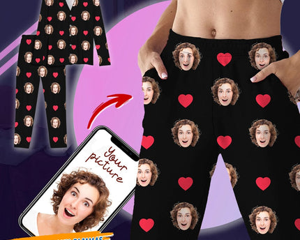 Custom Photo Face And Heart Icon Pajamas