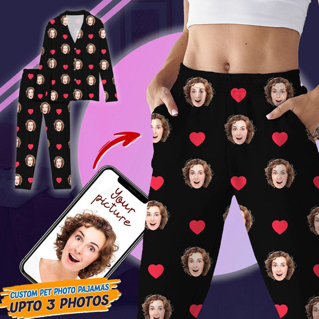 Custom Photo Face And Heart Icon Pajamas