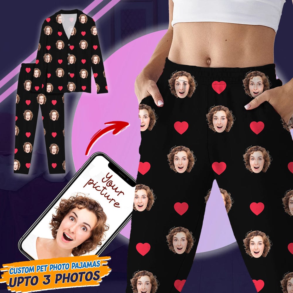 Custom Photo Face And Heart Icon Pajamas