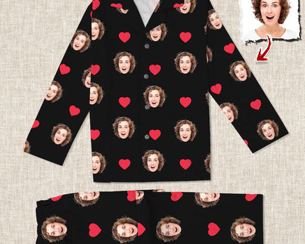 Custom Photo Face And Heart Icon Pajamas