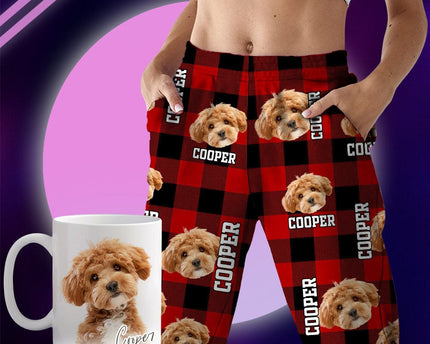 Custom Photo Name Dog Cat Flannel Pajamas