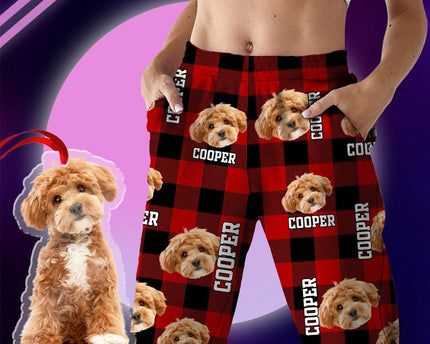 Custom Photo Name Dog Cat Flannel Pajamas