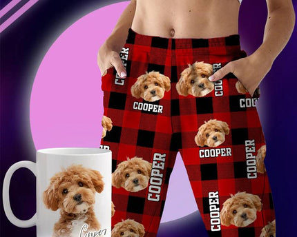 Custom Photo Name Dog Cat Flannel Pajamas