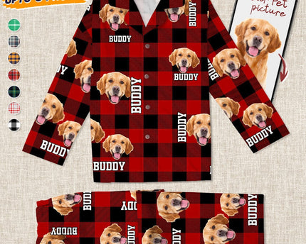 Custom Photo Name Dog Cat Flannel Pajamas