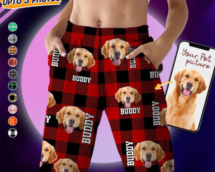 Custom Photo Name Dog Cat Flannel Pajamas