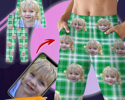 Custom Photo Portrait Face With Christmas Accessories Flannel Pajamas