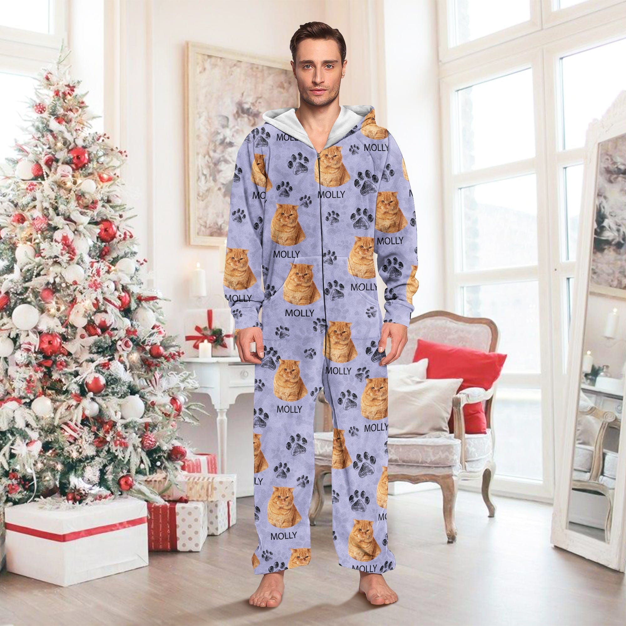 Custom Photo With Dog Cat Paw Onesie Pajamas For Dog Lovers