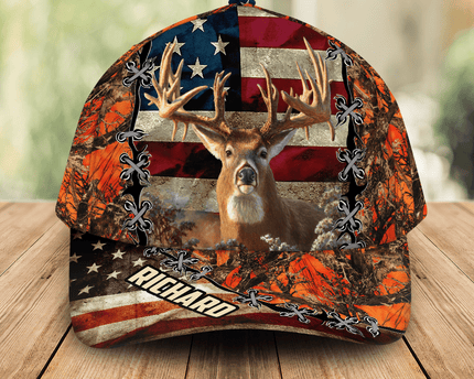 Deer And Duck Hunting American Flag Baseball Cap Personalized Gift