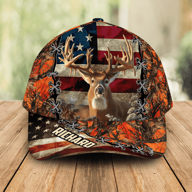 Deer And Duck Hunting American Flag Baseball Cap Personalized Gift