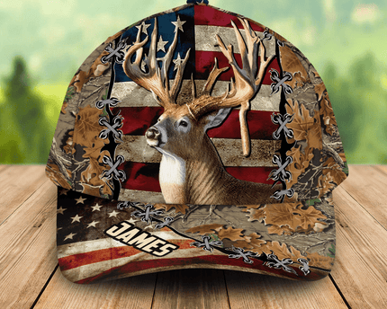 Deer And Duck Hunting American Flag Baseball Cap Personalized Gift