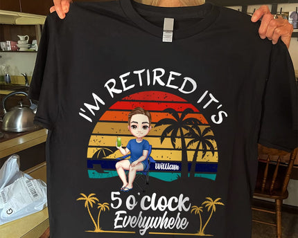 Personalized It's 5 O'clock Everywhere I'm Retired Summer Retirement Dark Shirt