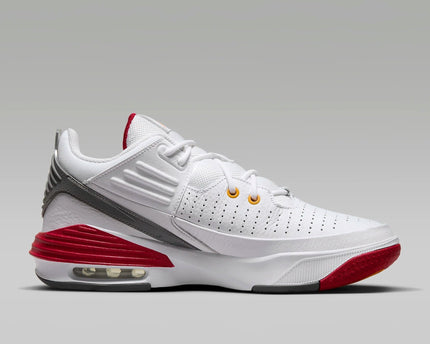 Men's Jordan Max Aura 5 White And Cardinal Red Shoes