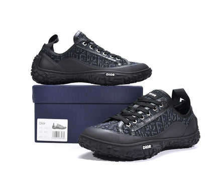 Men's Christian Dior B28 Oblique Black Text Sneaker Shoes