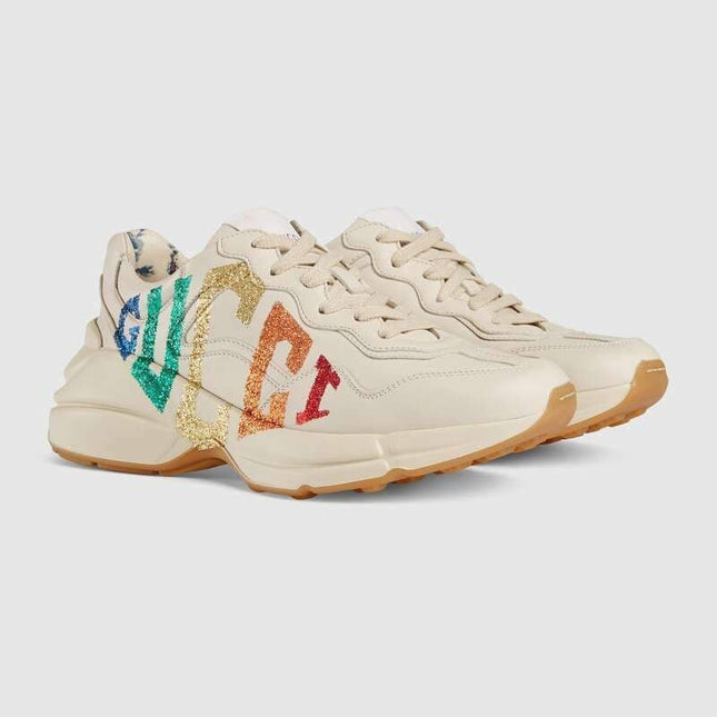 Men's Gucci Rhyton Rainbow Glitter Sneaker Shoes