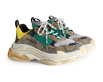 Men's Balenciaga Triple S x Gucci Green Yellow Shoes