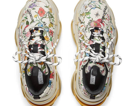 Men's Balenciaga Triple S x Gucci Flower Plants Shoes