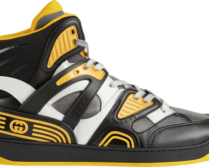 Men's Gucci Basket Black Demetra Yellow Sneaker Shoes