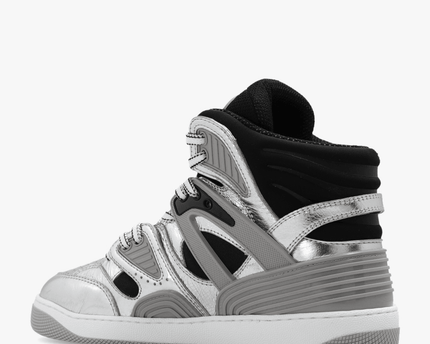 Men's Gucci Basket Silver Black Sneaker Shoes