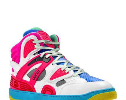 Men's Gucci Basket White Pink Blue Sneaker Shoes