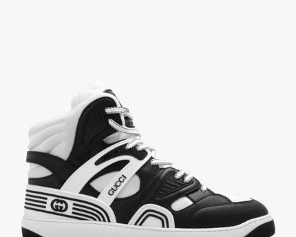 Men's Gucci Basket Black White Sneaker Shoes