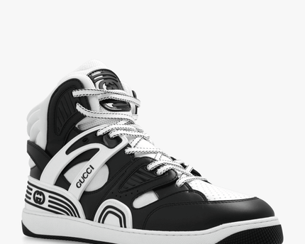 Men's Gucci Basket Black White Sneaker Shoes