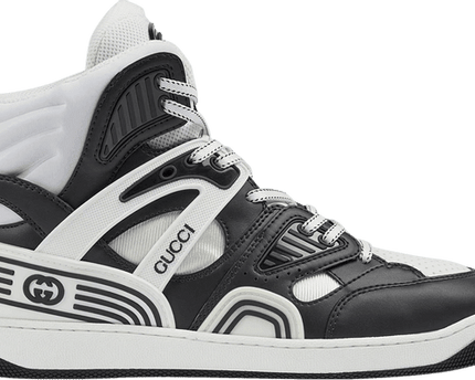 Men's Gucci Basket Black White Sneaker Shoes
