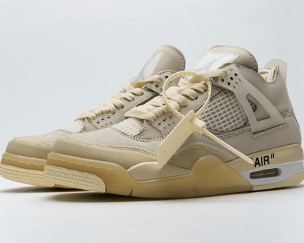 Men's OFF White x Air Jordan 4 Sail Shoes