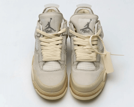 Men's OFF White x Air Jordan 4 Sail Shoes