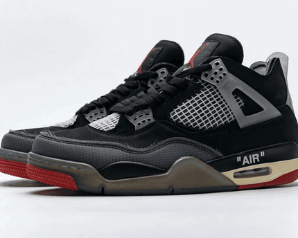 Men's OFF White x Air Jordan 4 Bred Shoes