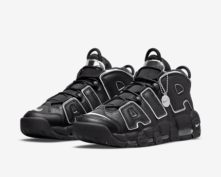 Men's Air More Uptempo Black Metallic Silver Shoes