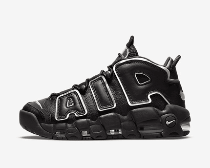 Men's Air More Uptempo Black Metallic Silver Shoes