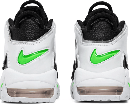 Men's Air More Uptempo Black Metallic Silver Green Logo Shoes