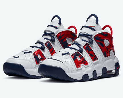 Men's Air More Uptempo PS Red Navy Camo Shoes