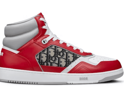 Men's Dior B27 High Red Gray and White Shoes