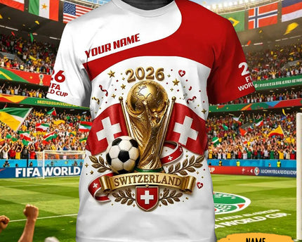 Customized Switzerland FIFA World Cup T-Shirt World Cup 2026 Merch Gift For Soccer Lover