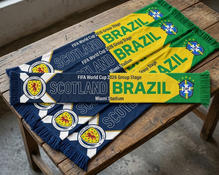 World Cup 2026 Scotland Vs Brazil Football Scarf Half Split