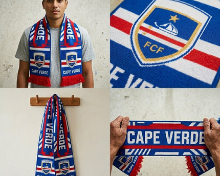 World Cup 2026 Cape Verde Scarf Blue Tassel Fringe