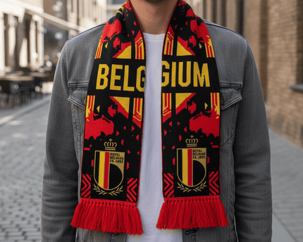 World Cup 2026 Belgium Scarf Bold Graphic Layout