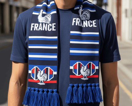 World Cup 2026 France Scarf Knitted Geometric Pattern