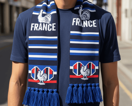 World Cup 2026 France Scarf Knitted Geometric Pattern