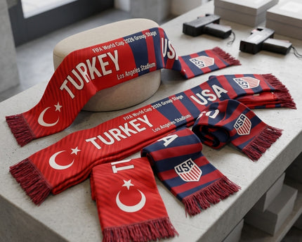 World Cup 2026 Turkey Vs USA Football Scarf Gameday Knit