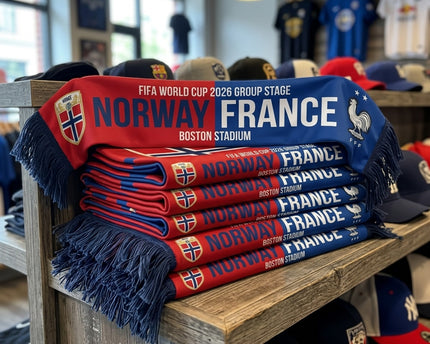 World Cup 2026 Norway Vs France Football Scarf Dual Crests