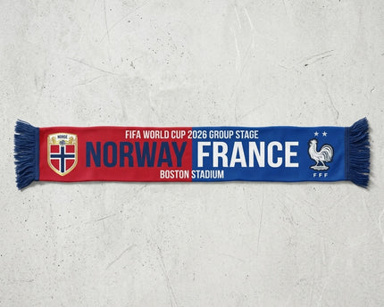 World Cup 2026 Norway Vs France Football Scarf Dual Crests
