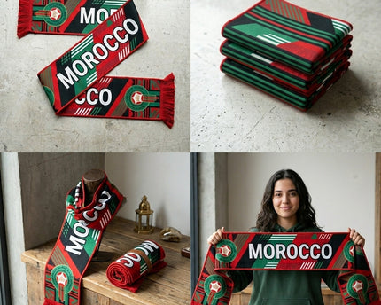 Morocco Scarf World Cup 2026 Featuring Bold Central Morocco Text